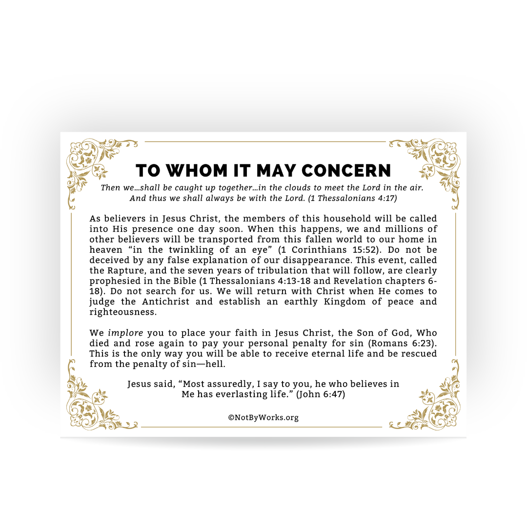 Framable Rapture Card